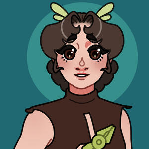 Portrait of Oak holding summoned pliers, drawn by my, character's owner.